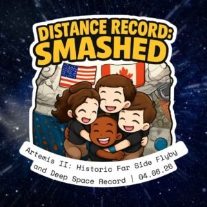 Artemis II "Distance Record: Smashed" Holographic Vinyl Sticker